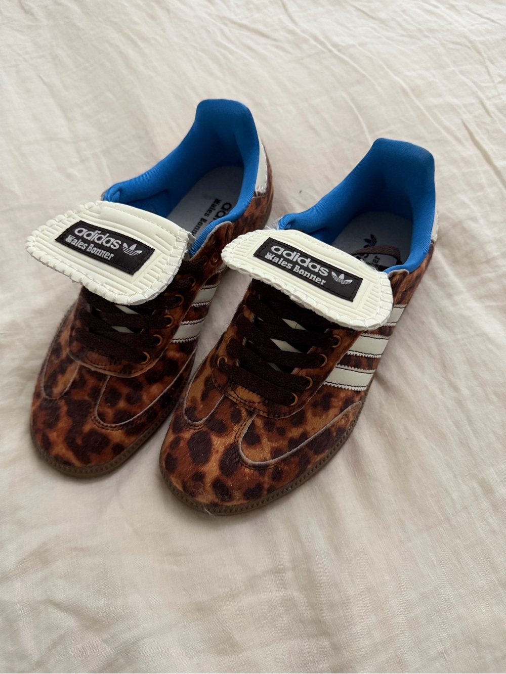 adidas Leopard Print Samba Sneakers - Brown/White/Blue